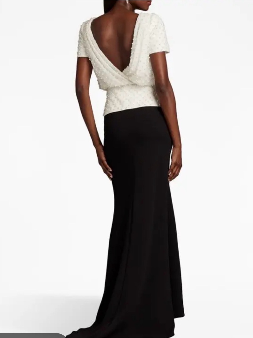 Tadashi Shoji Ramona pearl embellished gown size large NWT